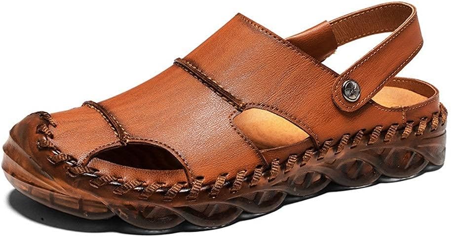 brown men's sandals leather