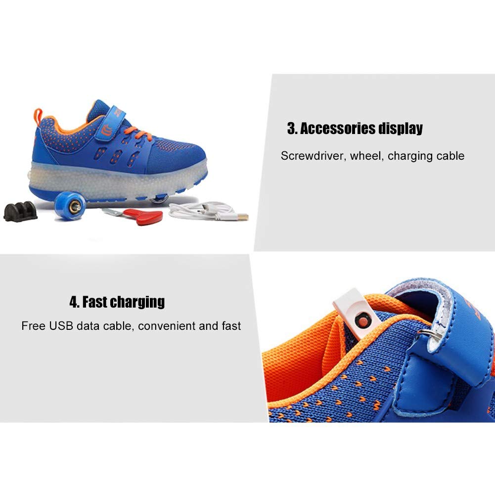 Zapatillas luminosas LED para niños con ruedas con botón de presión ajustable, patines en línea, para deportes al aire libre, fitness, gimnasia, zapatillas de correr