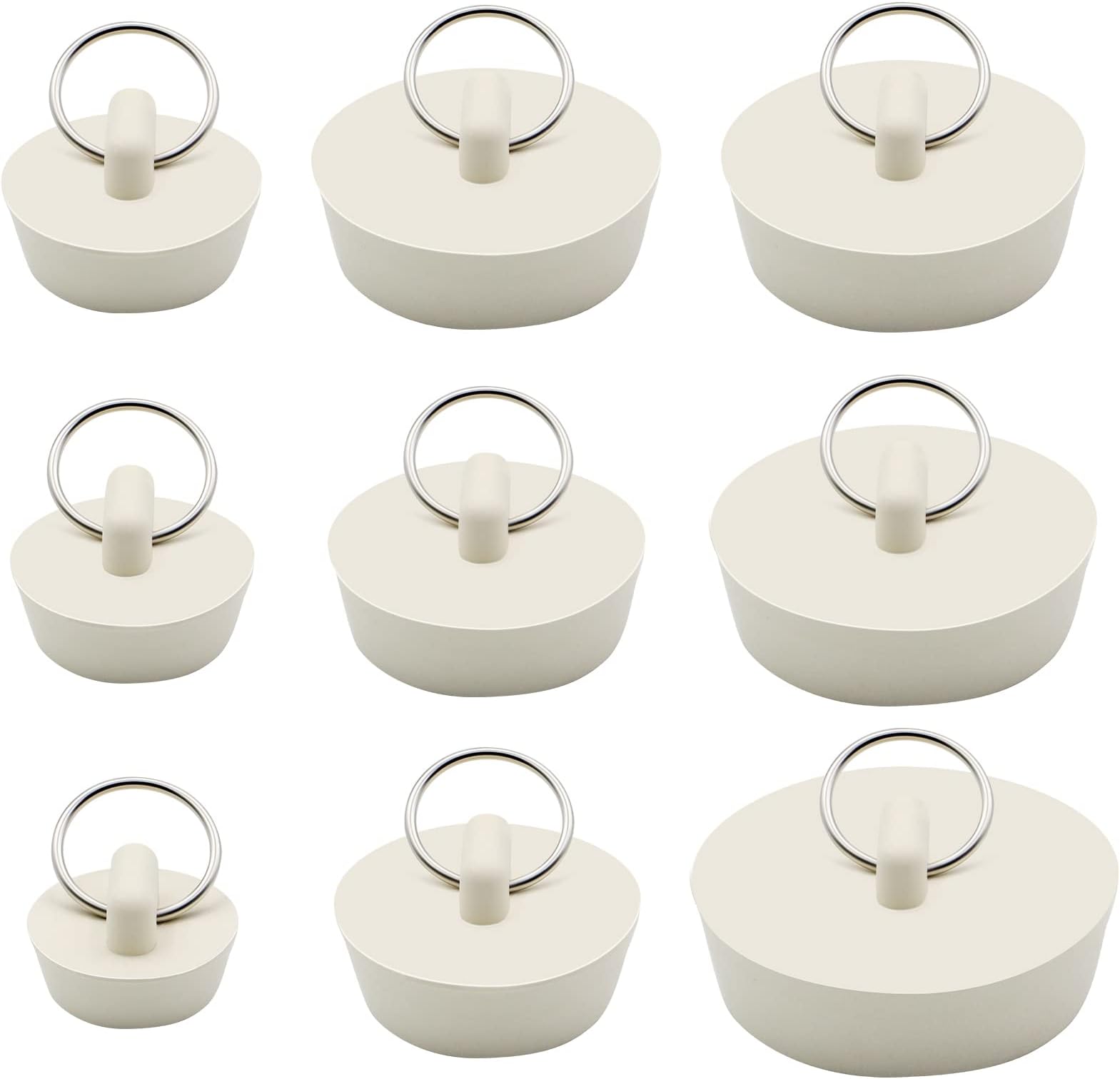 4 Pcs Rubber Sink Plugs with Hanging Ring Kitchen Drain Stoppers Sink