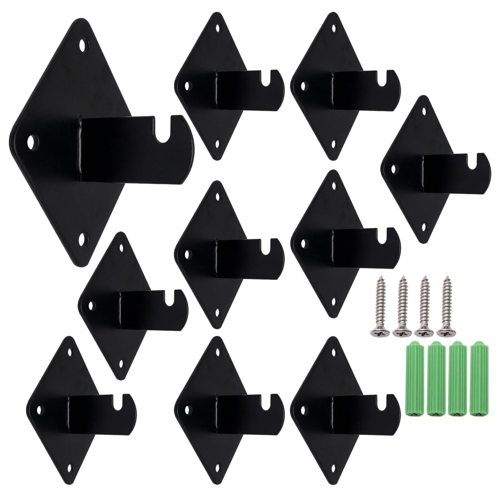 Wall Brackets for Gridwall, Black Gridwall Panels Mount Brackets with Mounting Hardware (10 Pack)