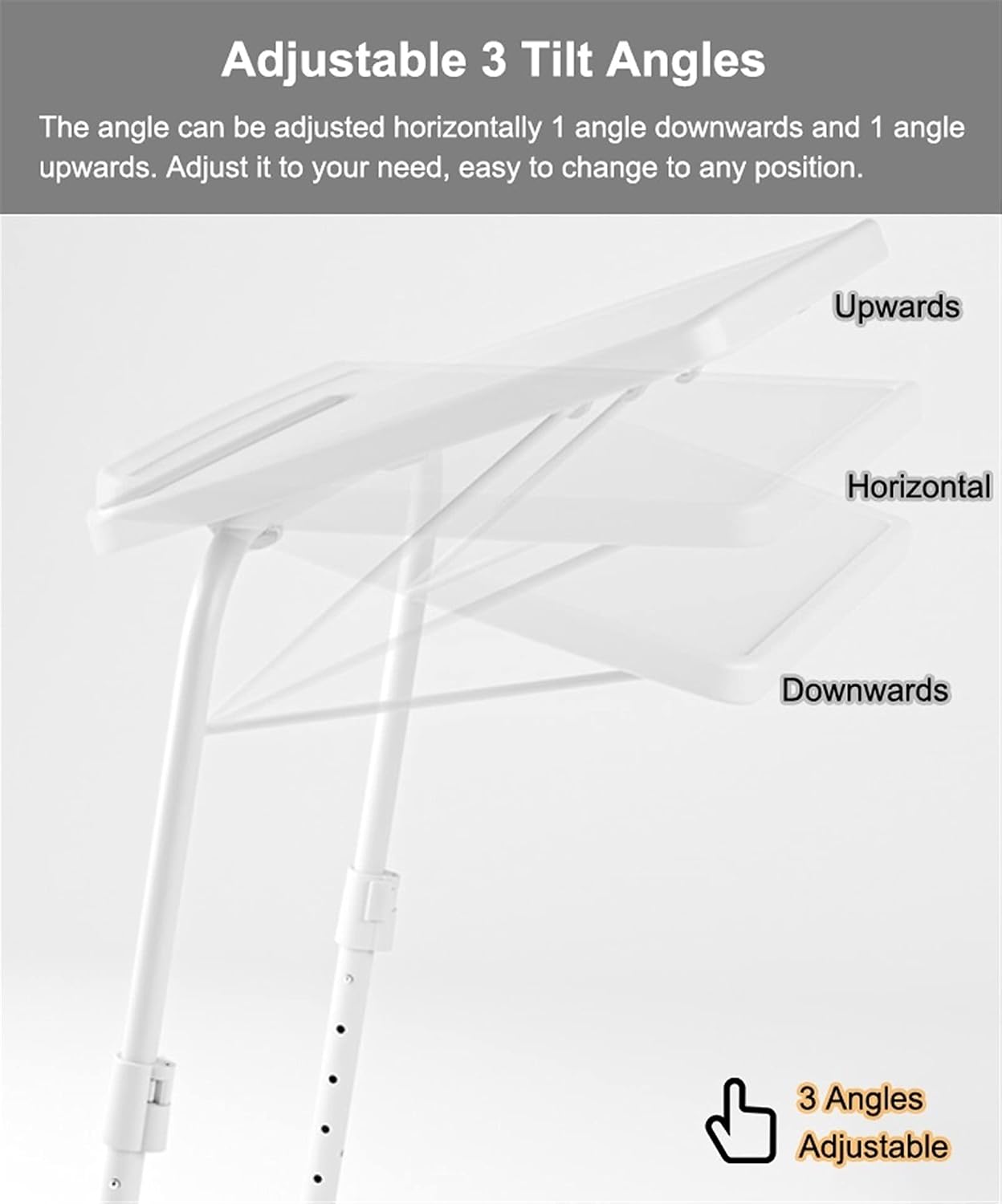 Desk, White Folding TV Tray Table Adjustable Laptop Table Suitable for Home Office Small Space, Sofa and Bed