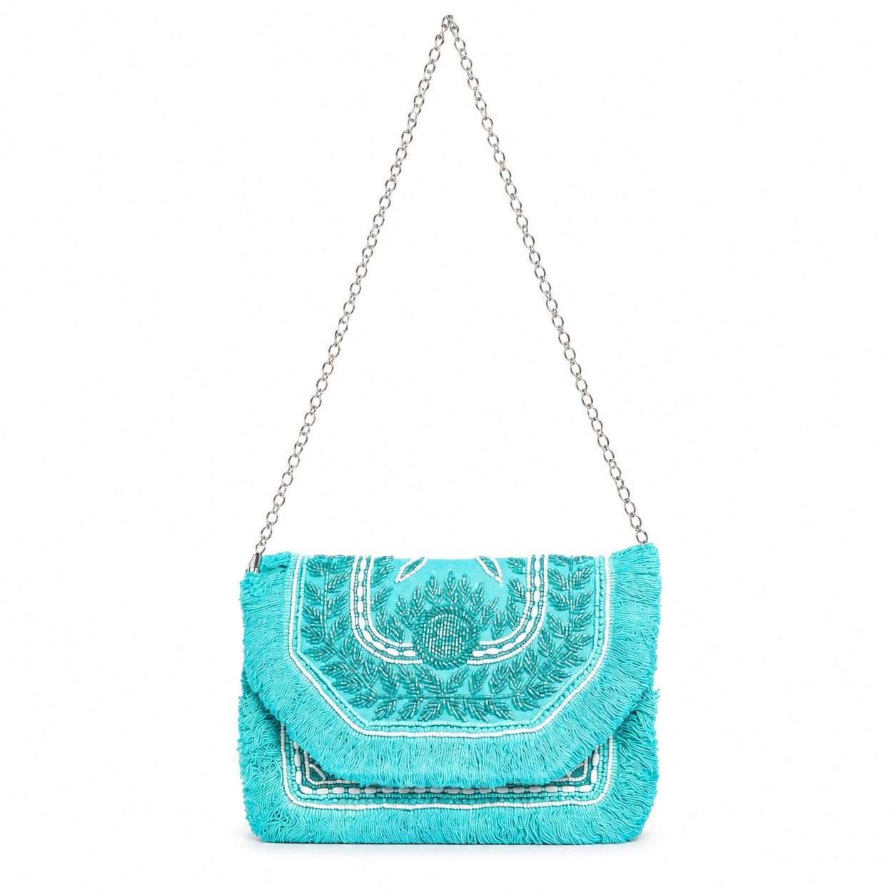 swisni Tanvi Sea Green Canvas Banjara Boho Bag for Women | Boutique Quality Bridal Tribal Shoulder Bag for Party, Cocktail & Festive | Size 10 x 10 inch | Pairs with Salwar Suit & Saree-picture-57