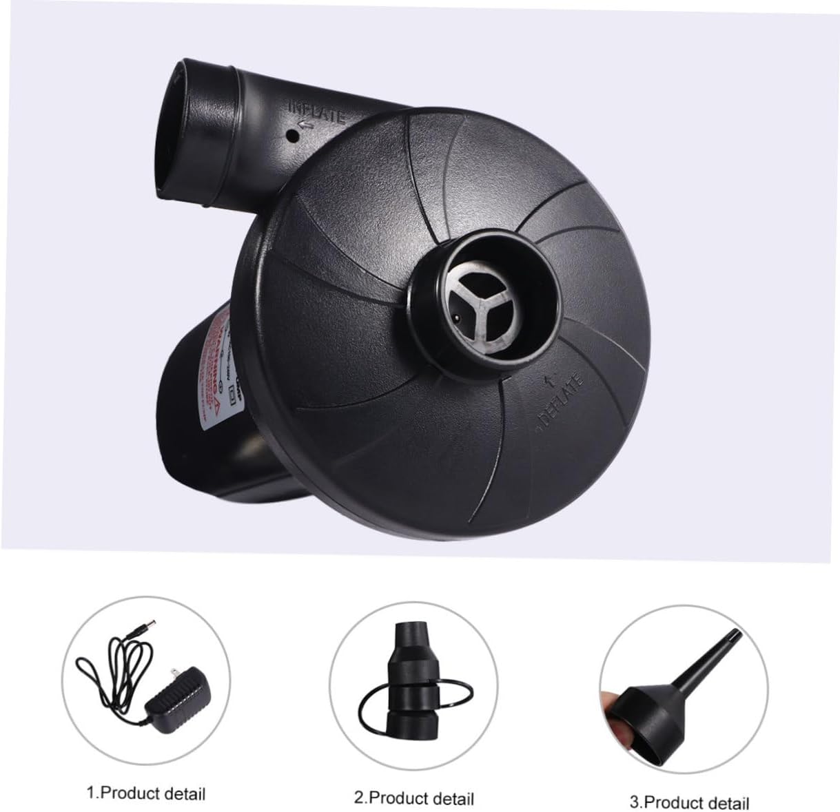 Rechargeable Electric Air Pump Battery Quick Inflate Deflate for Kayaks Boats and More Portable Design Nozzle Attachments for Outdoor Use Black