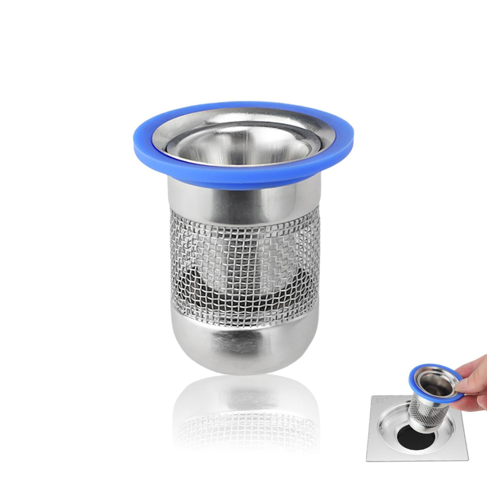 Filtro Doccia Capelli In Acciaio Inox - Scarico A Pavimento 20x10 Cm Nero Per Bagno, Cucina E Balcone - Foto 2