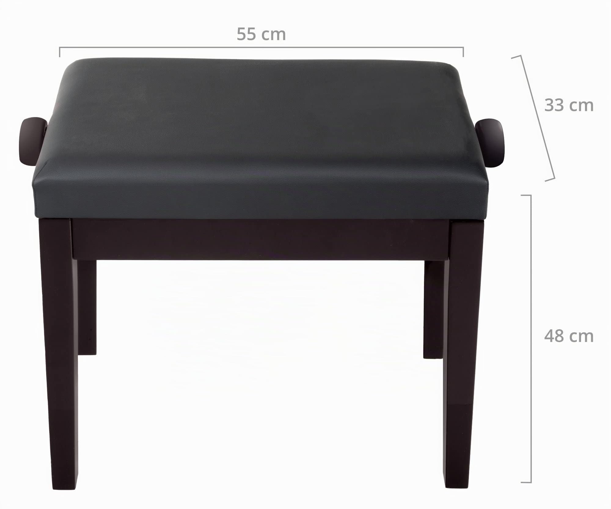 Classic Cantabile Pianobank Modell P - Schwarzes Polster aus Kunstleder - Höhenverstellbar von 48 bis 58 cm - 2-fache Kreuz-Mechanik - Massive Holzkonstruktion - Rosenholz Matt