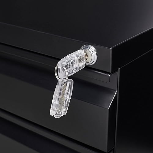 Miniatura 9 de Laovyarw Archivador móvil de 3 cajones con cerradura, archivador de almacenamiento de oficina para tamaño legalcarta, archivador de metal premontado