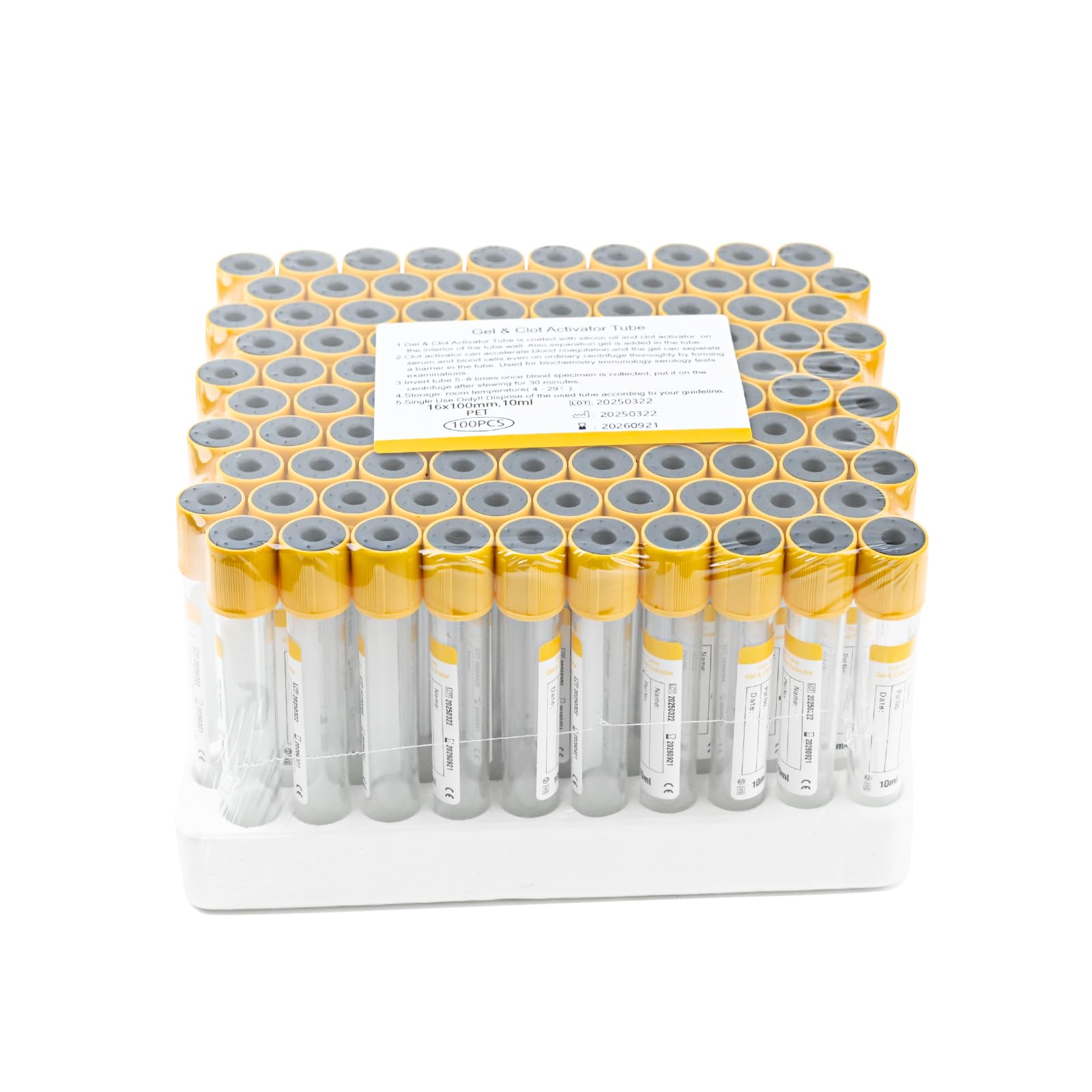 Photo 1 of Meterbox Vacutainer Blood Collection Tubes 10ml Gel Clot Tube Vacuum Collecting Lab Tube for Lab Test Tubes Pet Animals Veterinary 100 Pcs Wrap Packaging