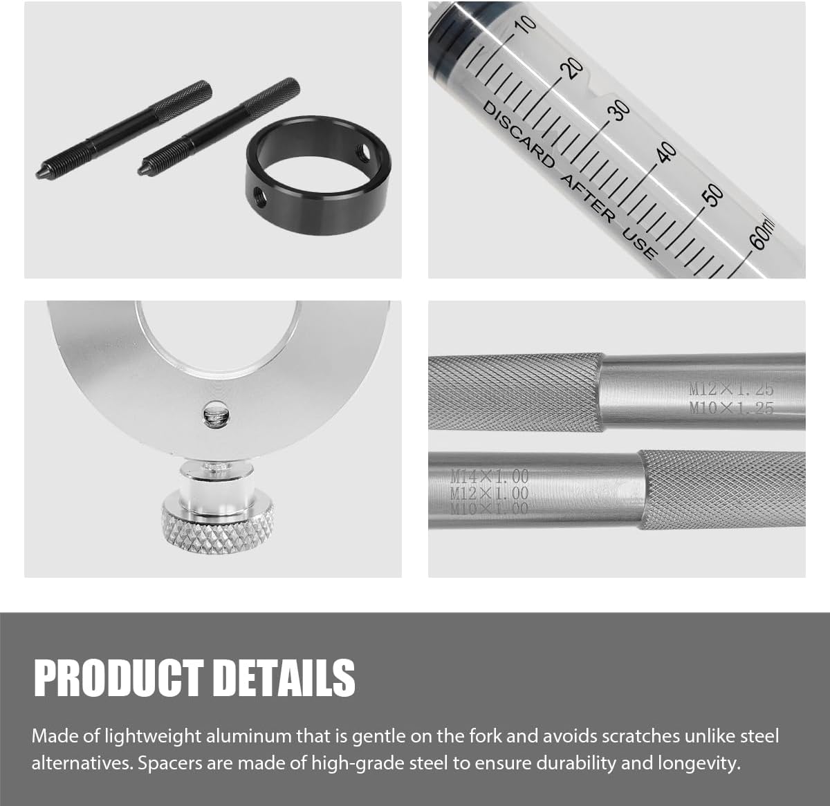 Motorcycle Fork Service Tool Kit, Spring Compression Damper Rod Bleed Tool Fork Oil Level Adjuster, Professional Maintenance Tools for Most Upside Down Streetbike Motorcycle Forks