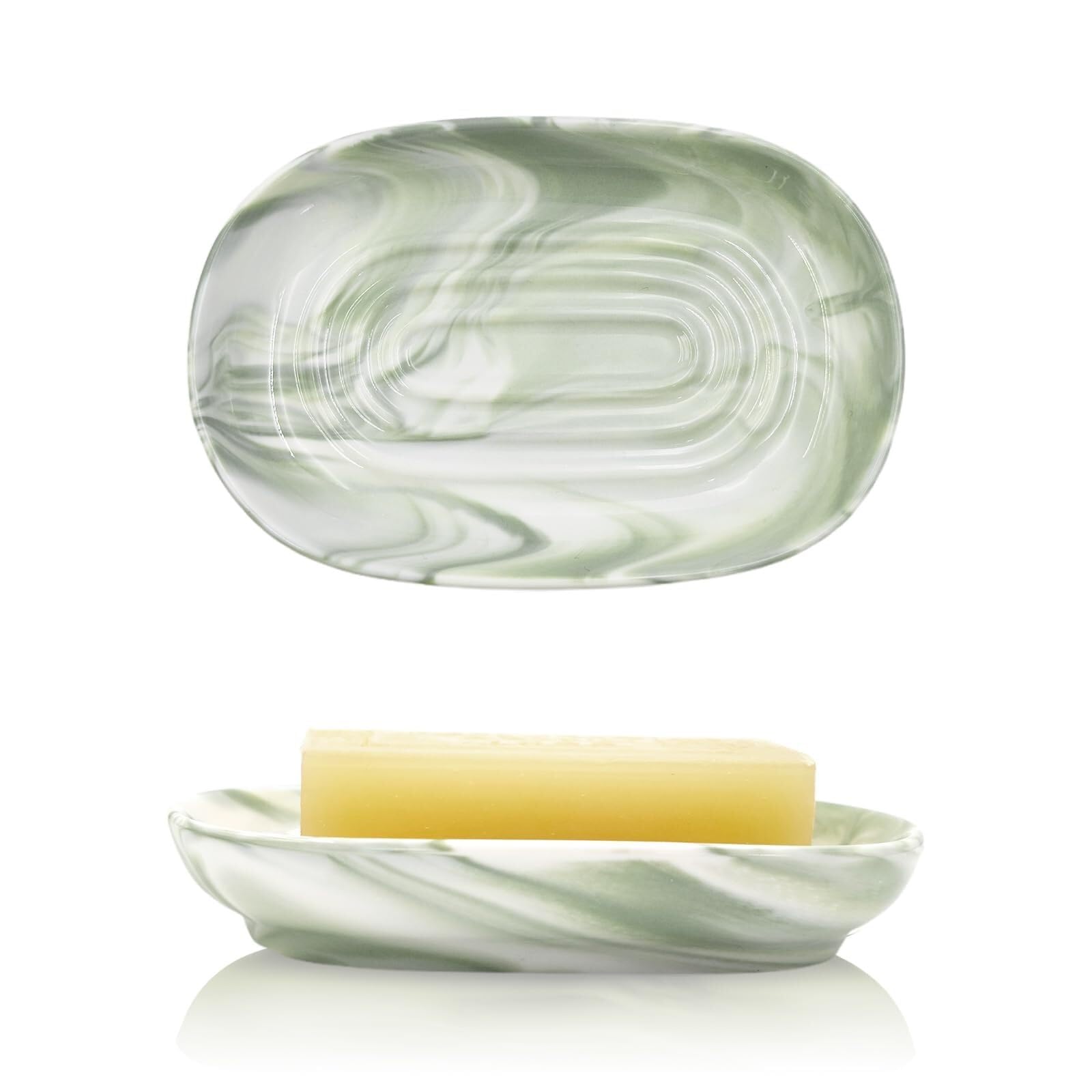 Porte-savon élégant en céramique verte avec texture anti-dérapante