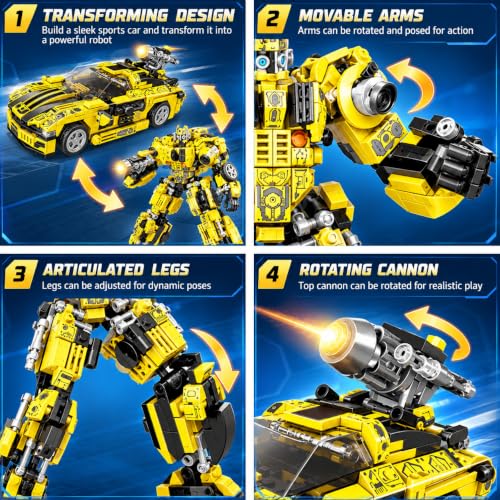 Image of INSAIN Transforming Robot & Car Building Blocks Construction Set for Kids