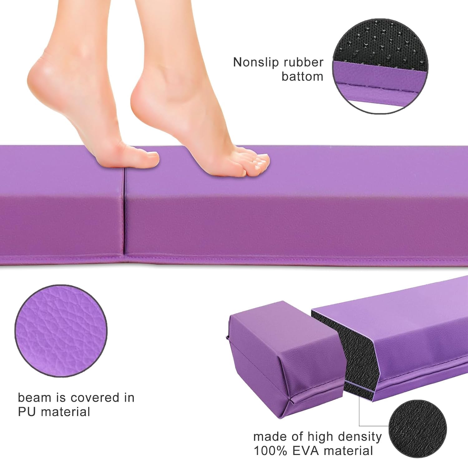 schwebebalken Kinder Schwebebalken klappbar Balken Gymnastik 240/270/300cm PU Leder schwebebalken für zuhause balancierbalken Balance Beam Training Beam für Kinder, Fitness/Training/Turnen