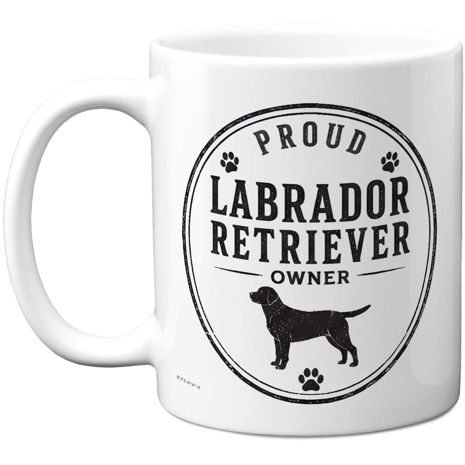 Stuff4 Proud Labrador Retriever Owner Mug - Bold Dog Silhouette & Paw Print Design - Gift for Dog Lovers - 11oz Ceramic Gloss Mug
