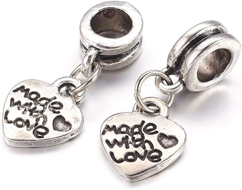 Miniatura 8 de MegaPet 10 piezas estilo tibetano de aleación de plata envejecida, cuentas colgantes europeas, corazón hueco para mascotas collar collar accesorios