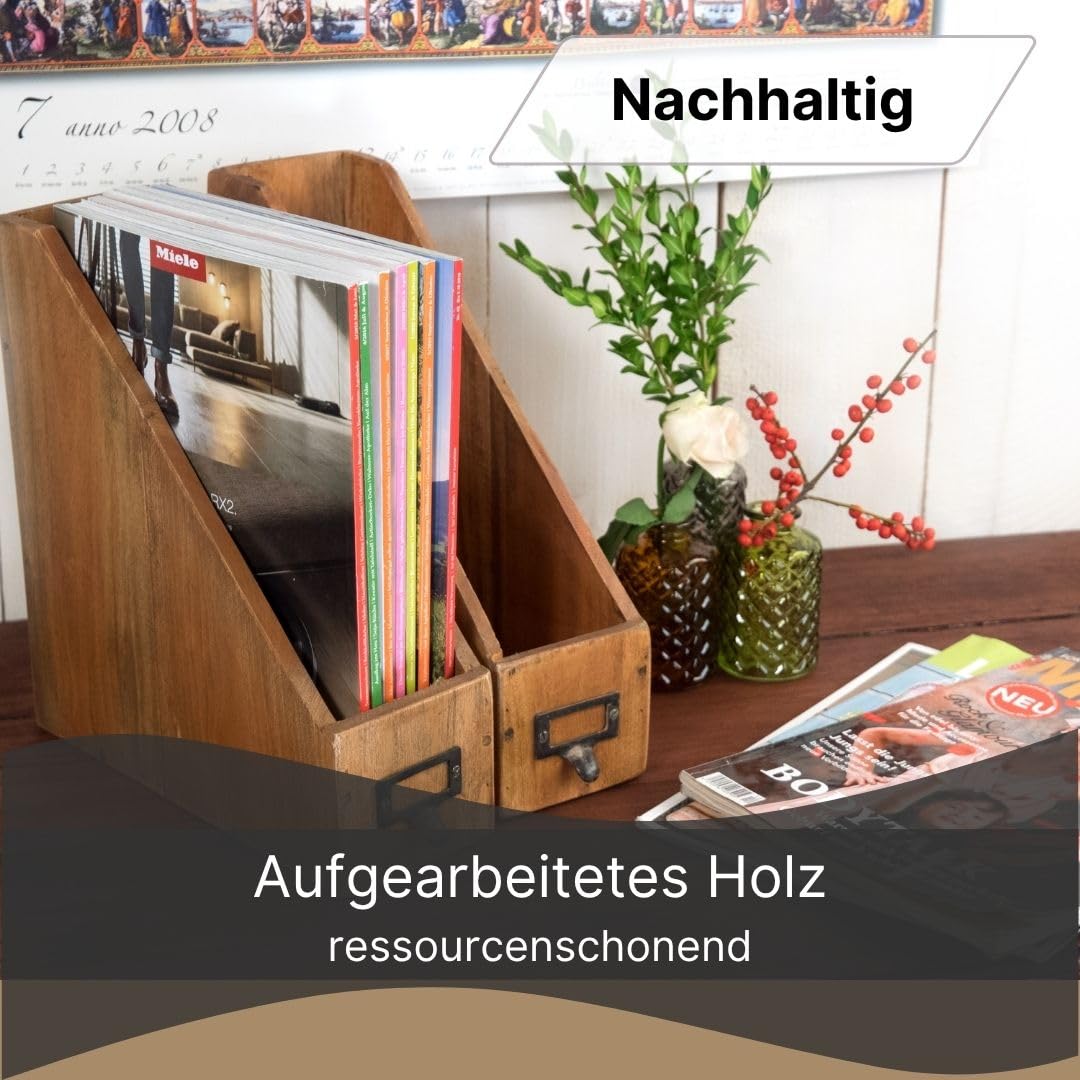 DESIGN DELIGHTS STEHSAMMLER NOTA | Mahagoni Holz, 30x29x11 cm (TxHxB) | Zeitschriftensammler, Holz Stehordner, Schreibtisch Büro Organizer