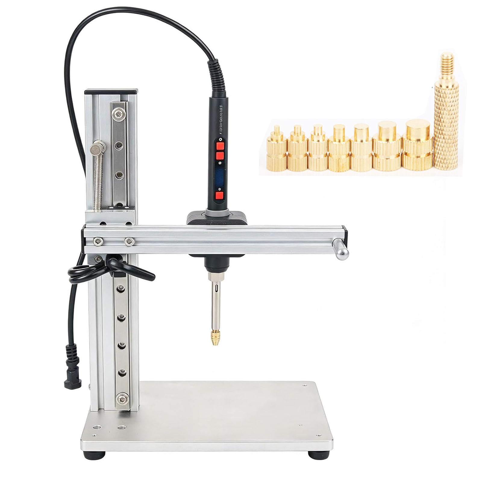 Fcttcd 90W Heat Set Press Machine, Vertical Threaded Insert Tool, Multi-Axis Adjustment, with M2-M8 Heat Set Tips, for 3D Printed Plastic Parts