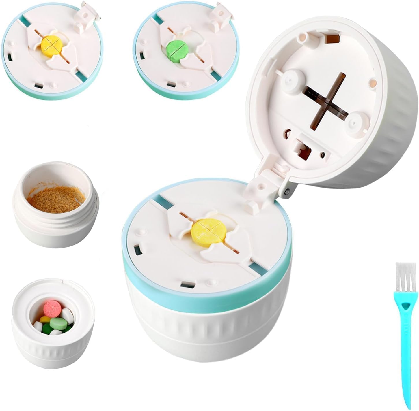 Pill Cutter 1/4,Pill Crusher,Splitter for Smalla Pills,Pill Organizer, Suitable for Carrying On The Go(4 in 1)
