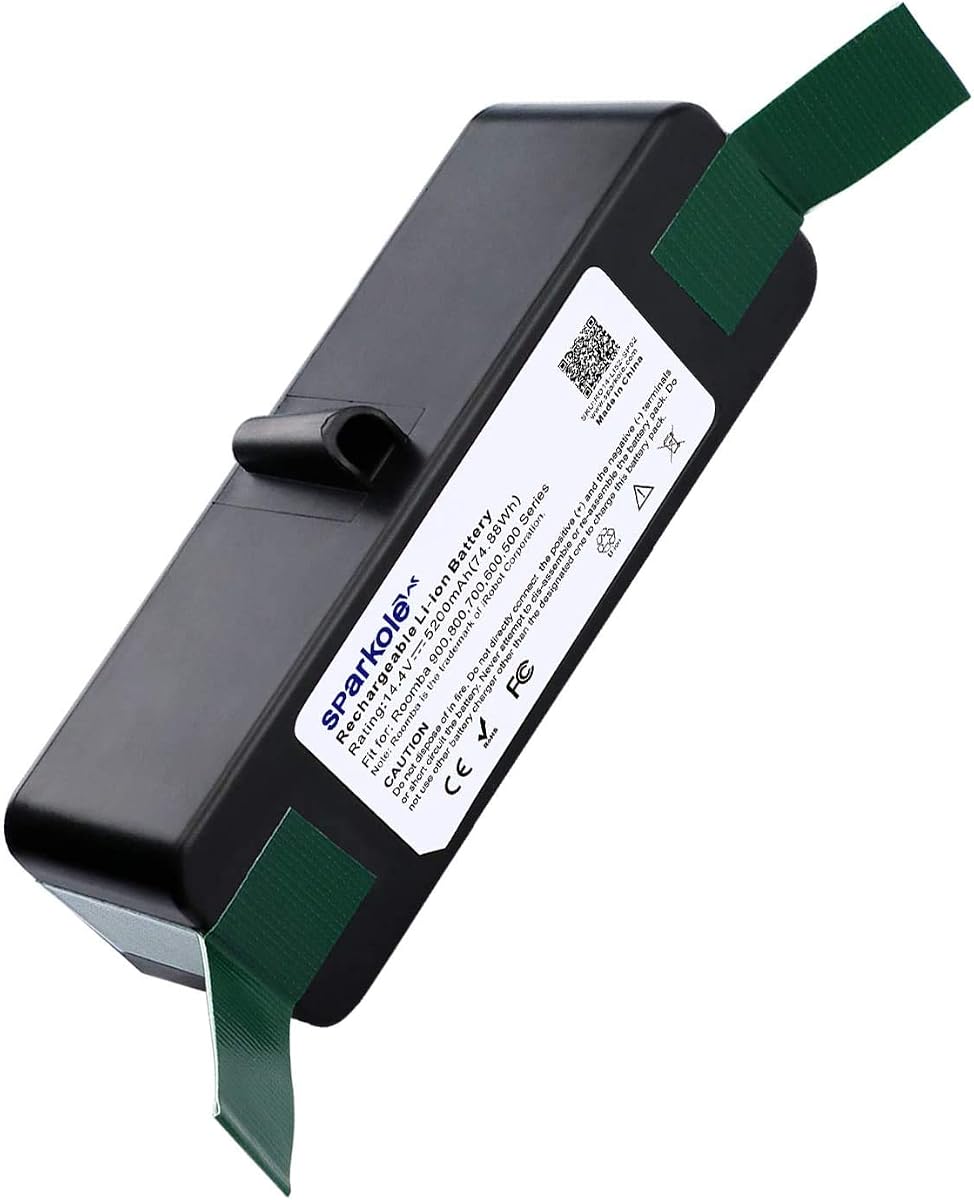 5200mAh Lithium Ion Battery for iRobot Roomba 600 700 800 900 Series | 14.4V Replacement Battery Compatible with iRobot Roomba 980 960 690 985 970 965 895 890 860 695 692 680 675 640 614