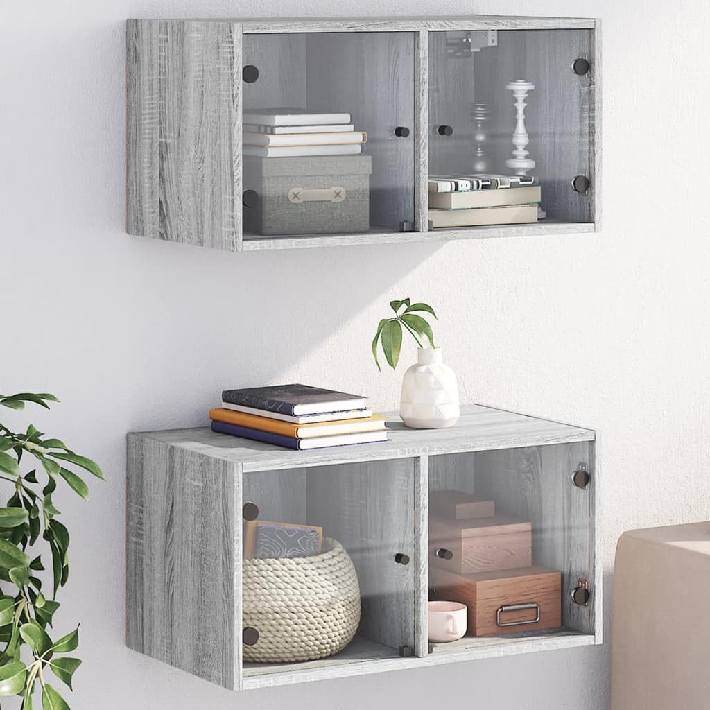 Armoire murale pour ranger et ordonner vos pièces lot de 2 meubles suspendus gris sonoma