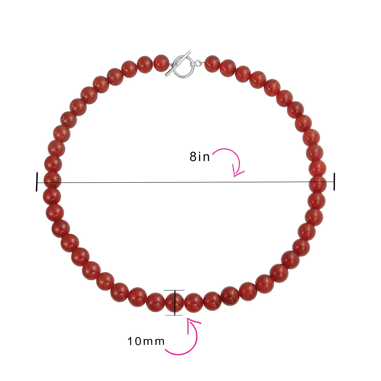 Bling Jewelry Simple Clásico Anudado a mano Creado Semi Precioso Piedra Redonda Bola 10MM Perla Strand Collar Para Mujeres 16 Pulgadas 18 Pulgadas