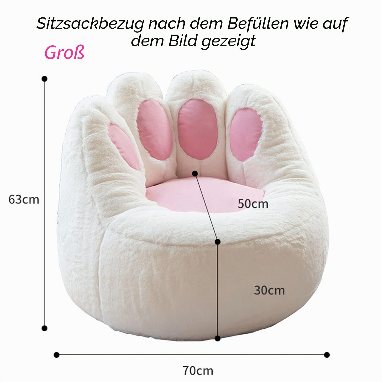 Sitzsack-Stuhlbezug, (Füllung nicht im Lieferumfang enthalten) Lazy Sofa niedlich wie eine Katze Pfote dekorieren das Wohnzimmer Schlafzimmer für Erwachsene, L