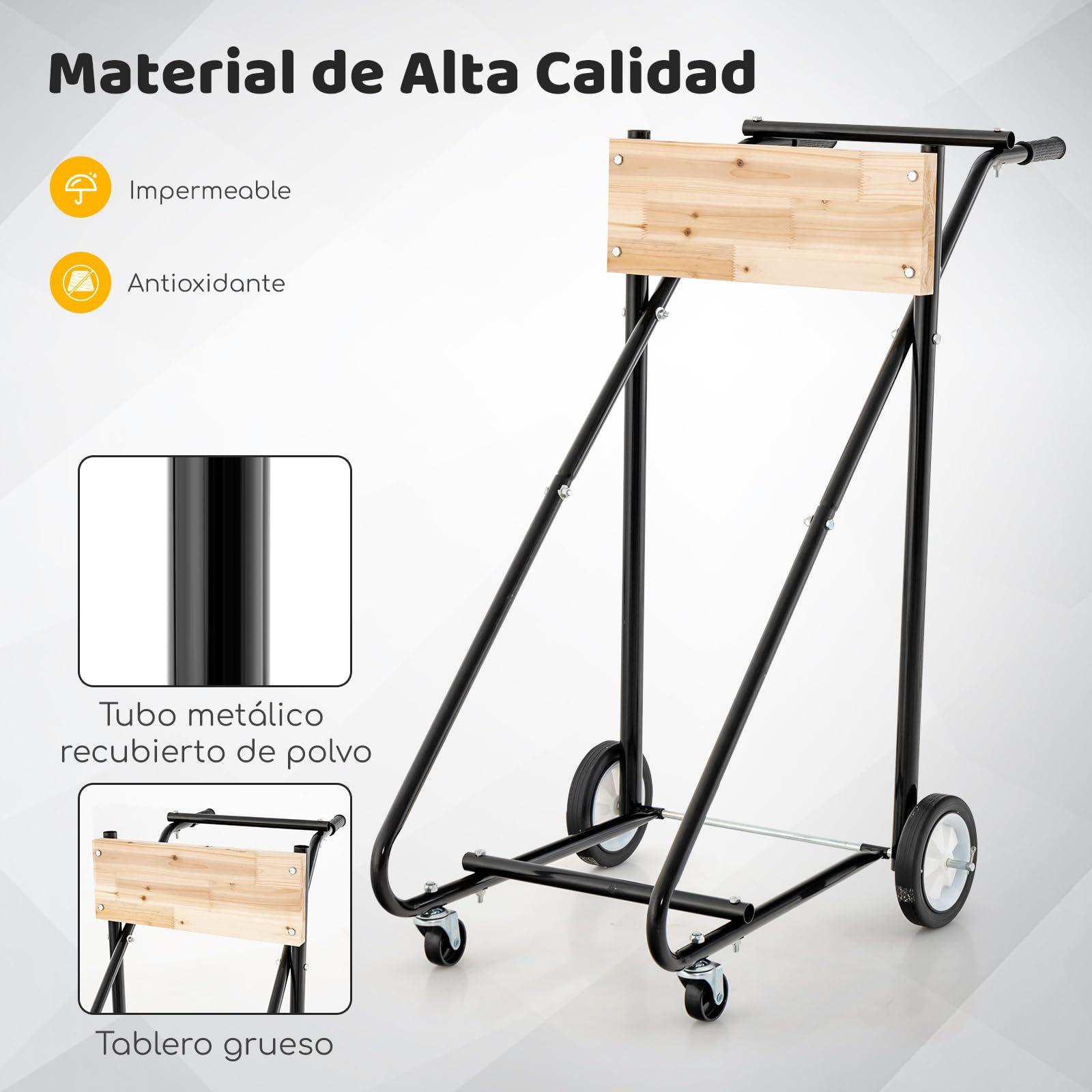 COSTWAY Soporte Para Motor Fuera de Borda, Carro de Transporte con Ruedas Capacidad de 150 kg, Carro Portador de Motor Resistente y Duradero Para Reparación y Transporte, 110 x 57 x 104 cm