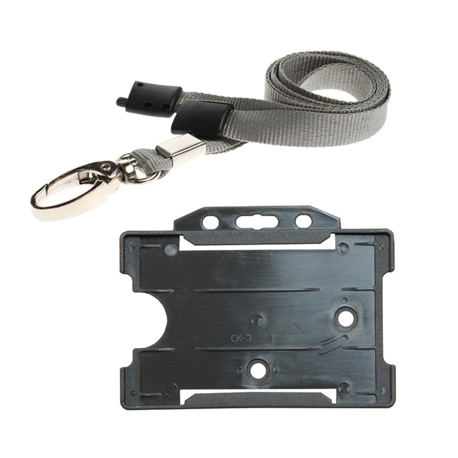 ID Lanyard and ID Card Holder Neck Strap with Metal Clip and Breakaway Safety Clip, Grey Lanyard for Neck with ID Card Holder