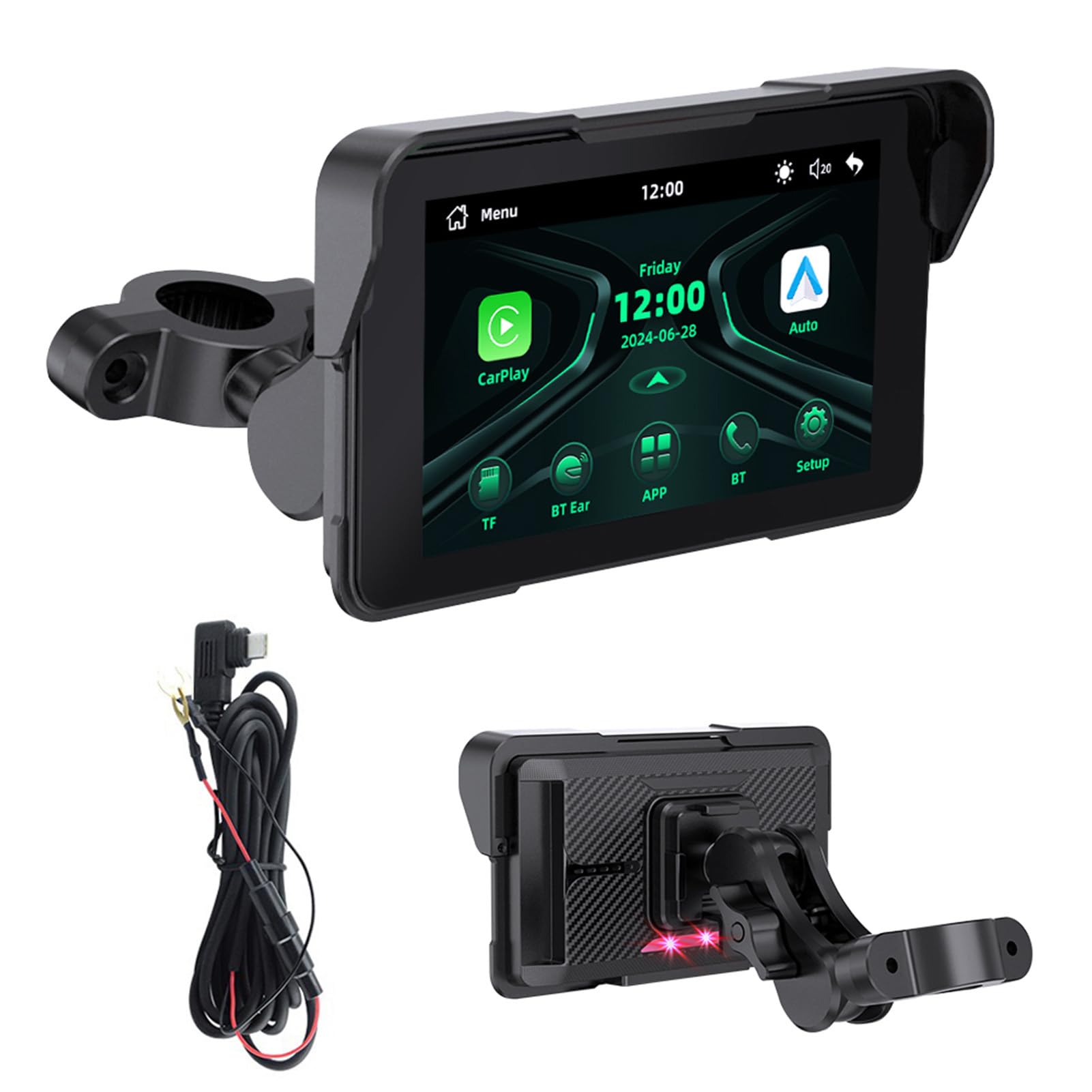 Écran IPS 5 Pouces pour Moto, Portable et Facile à démonter
