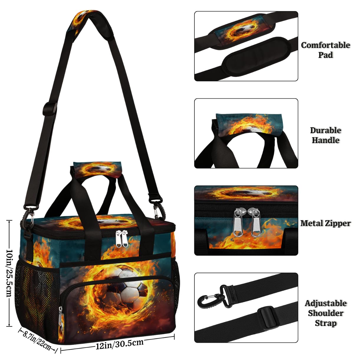 Insulated Picnic Backpack Lunch Box for Women Men Picnic Basket Tote Lunch Bag Picnic Bag Portable Lunch Bags for Picnic, Beach, Work, Trip,Office, Camp Fire Soccer