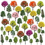 Gallipower 42pcs Model Trees 1.37-2.55' Mixed Diorama Model Tree Colourful Flower Trees Grass Architecture Mini Trees for Crafts Building Model Railway Scenery Landscape Supplies (Style 09)