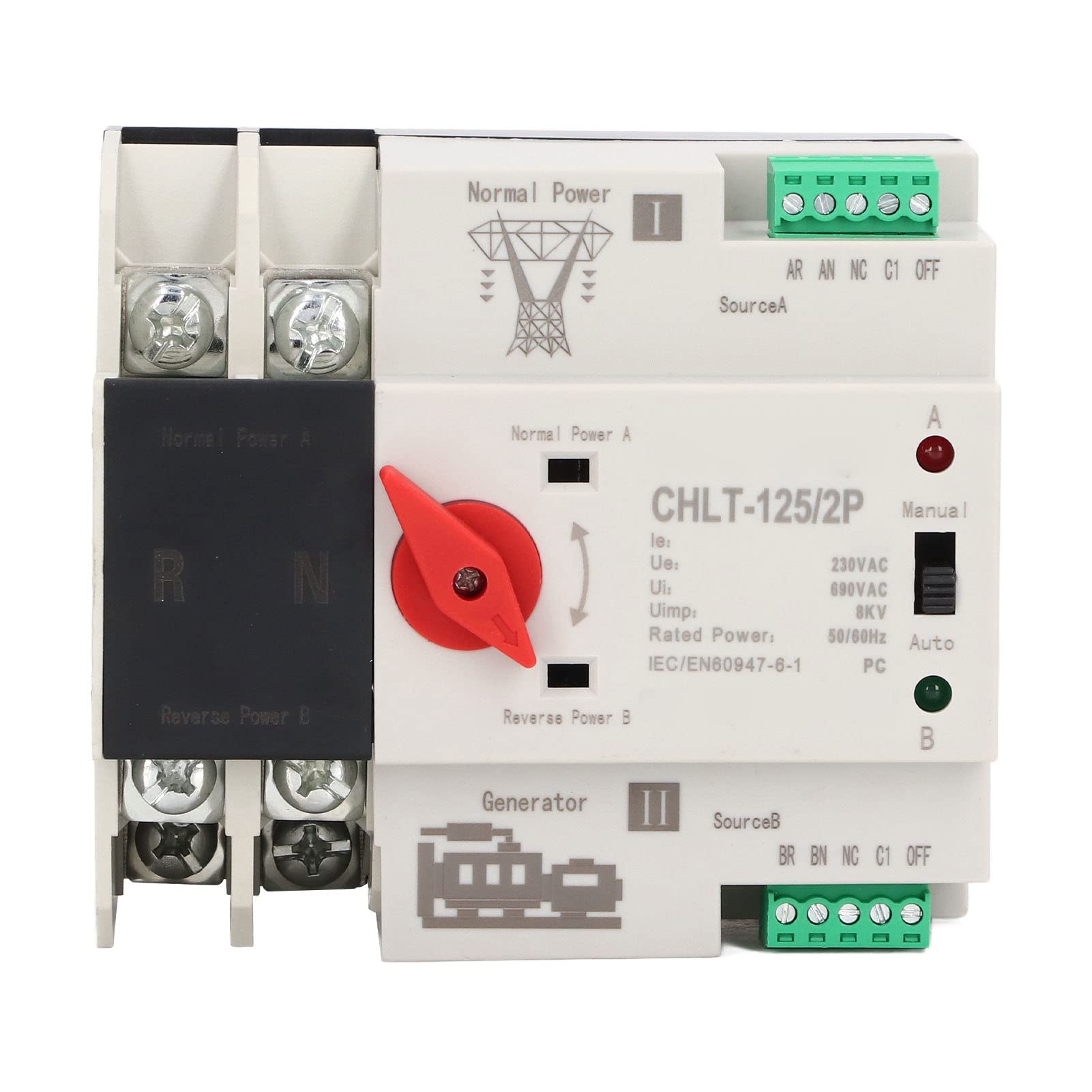 Buy 2P Dual Power Transfer Switch AC230V Automatic Changeover Switch