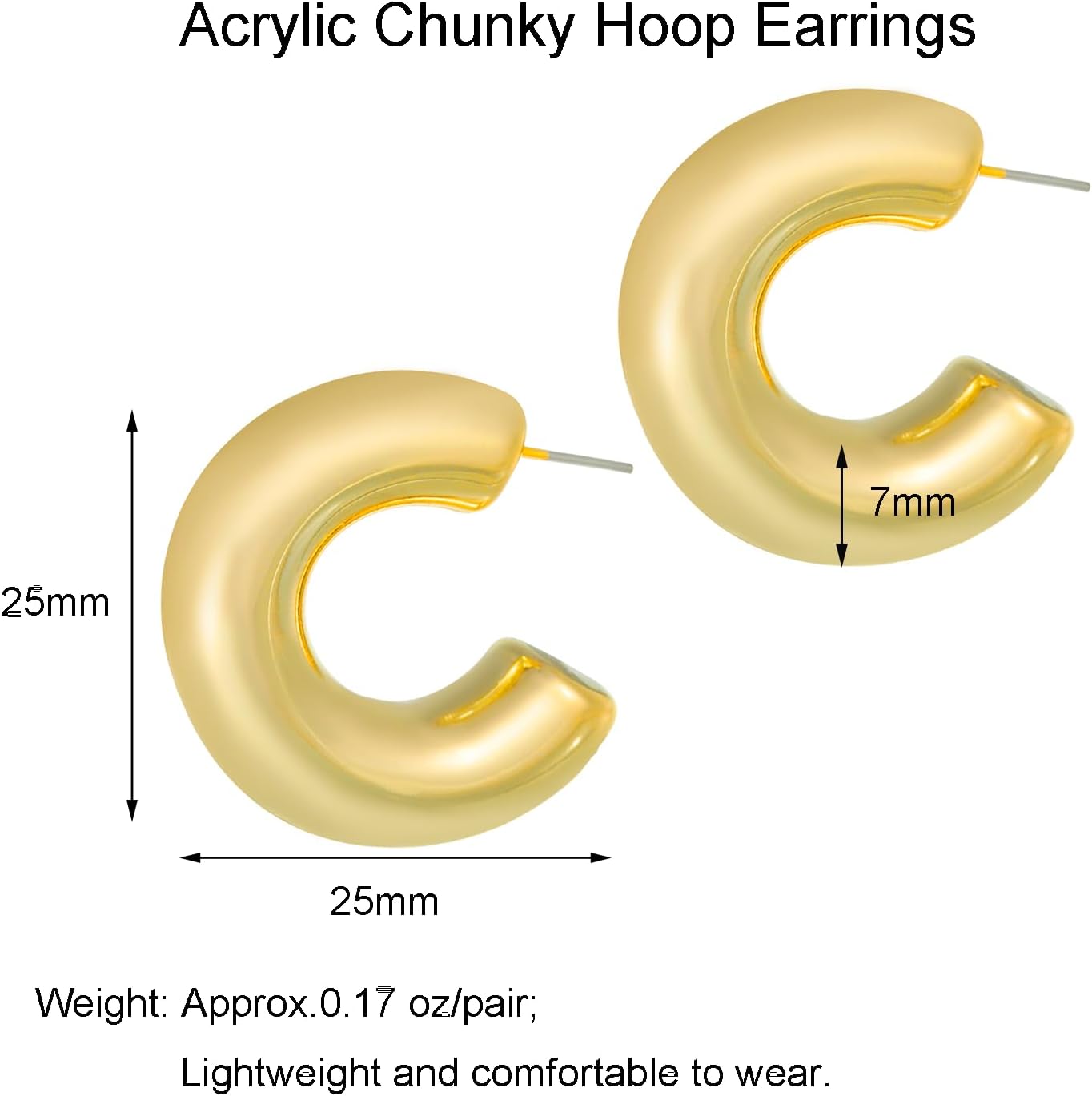 Acrylic Chunky Hoop Earrings, Lightweight Thick Open Hoops Candy Color Hoop Earrings for Women - Image 6