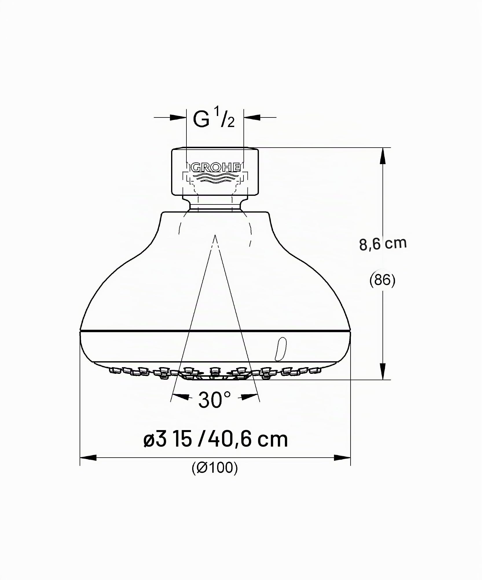 Grohe 27606001 - Tempesta 100, Sistemas de Ducha - Alcachofa, 4 Tipos de Chorro, Cromo