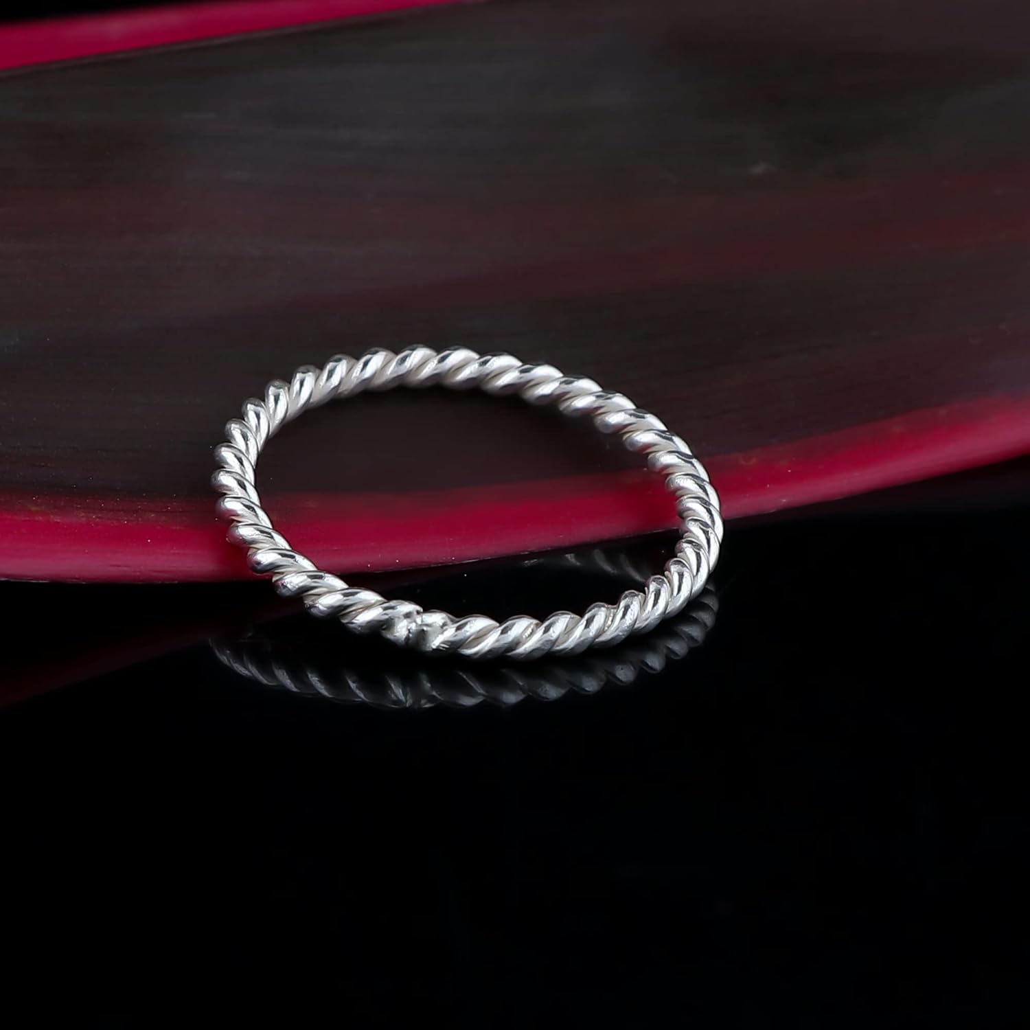 925 Sterling Silver Twisted Rope Ring for Women & Men, Minimalist Stackable Lightweight Band, Silver Handmade Hypoallergenic Jewelry Gift - Image 2