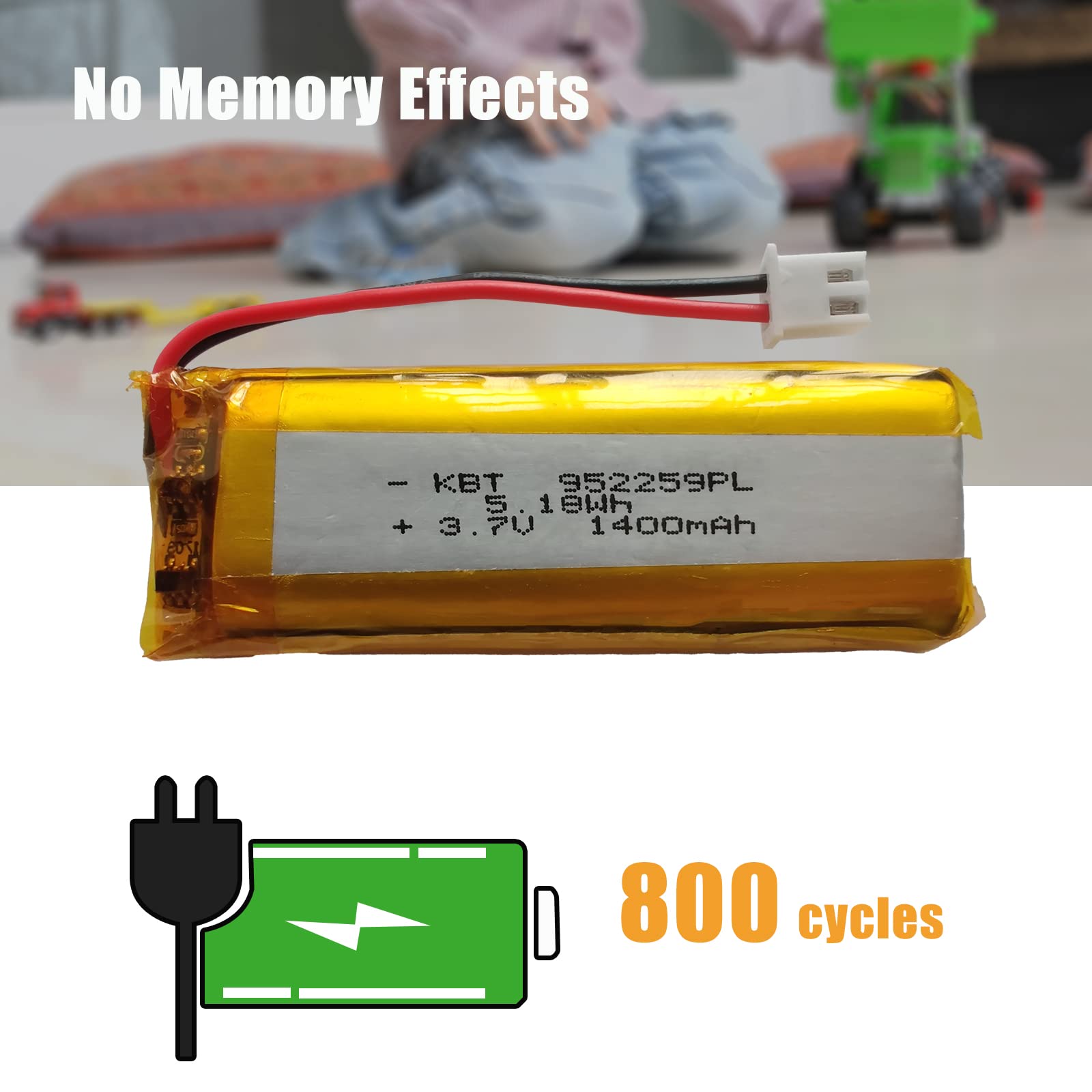 Amazon.com: KBT 3.7V 1400mAh Li-Polymer Battery: 952259 