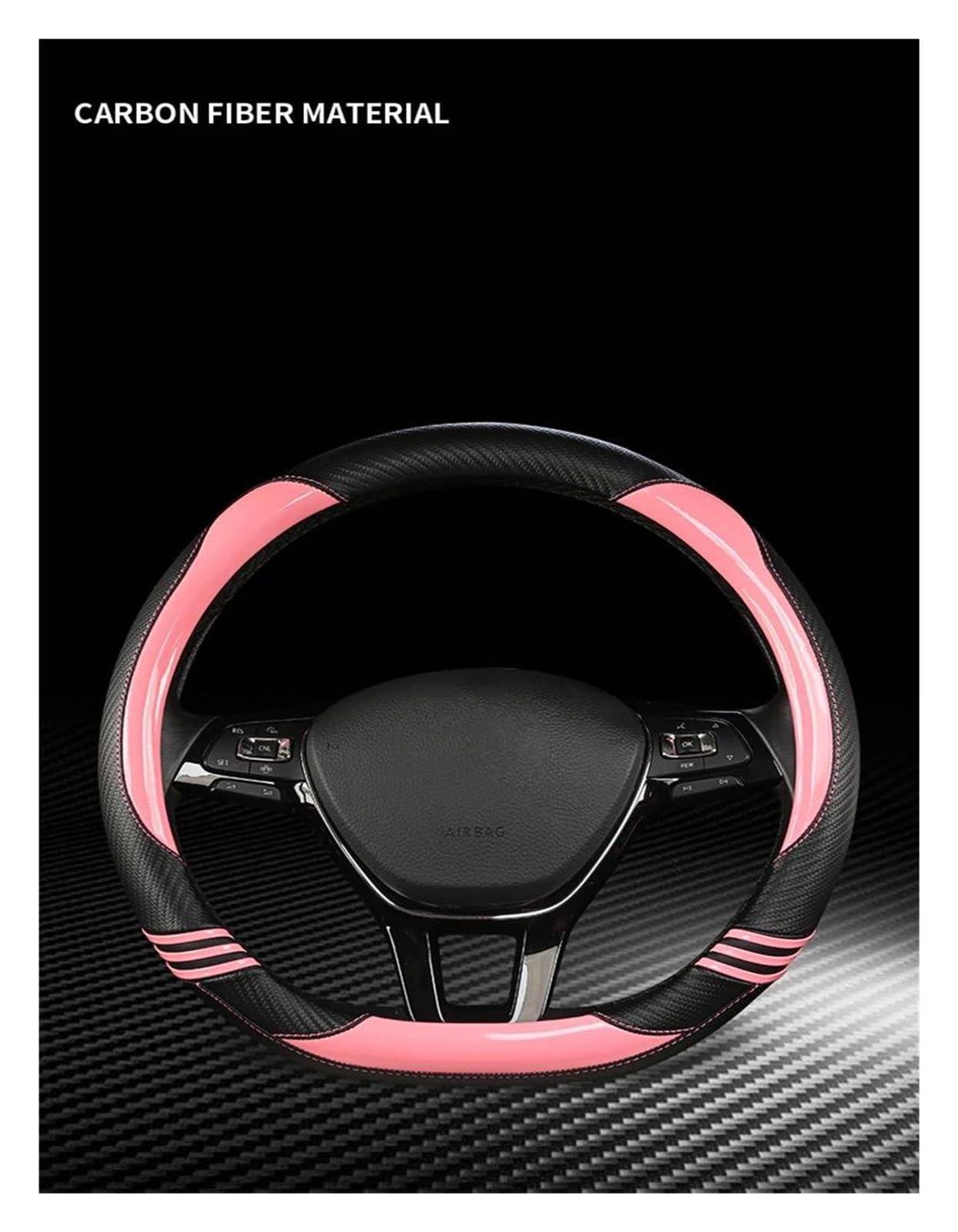 Lenkradabdeckung Carbon Faser Auto Lenkrad Abdeckung Für Kia K3 2013 K2 Für Rio 2015 2016 Für Ceed Für Cee'd 2012-2017 Lenkrad Bezug Auto(Black)
