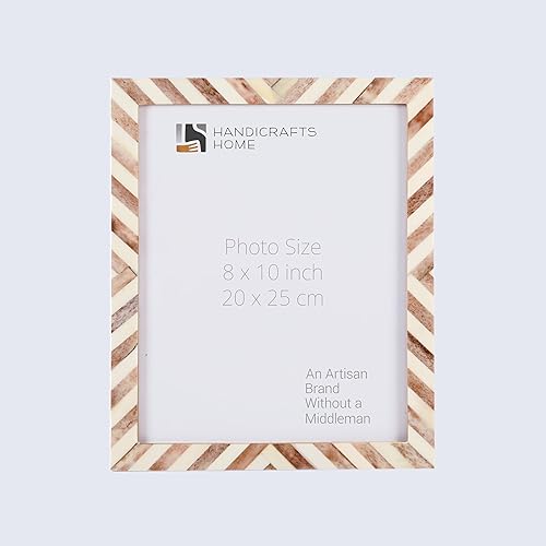 Miniatura 8 de Handicrafts - Marco de fotos para el hogar, diseño de espiga de cheurón inspirado en arte de espiga vintage, marcos de regalo, 8 x 10 pulgadas,