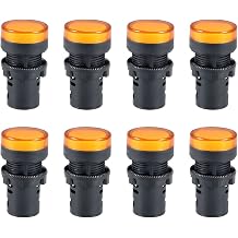 Ruilogod 8Pcs AC/DC 24V Indicator Lights, Yellow LED, Flush Panel Mount 7/8" 22mm id 8f6 674 9a0 b52 47c