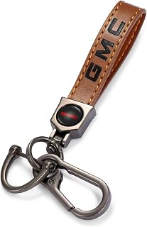 Car Keychain Keyring Fit GMC Sierra Denali Canyon Terrain Yukon Jimmy Acadia, Leather Keychain Lanyard for Car Key Fob Holder, Souvenir/Gifts