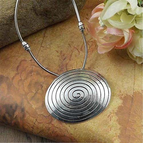 Vista 2 de YAZILIND Retro estilo étnico tibetano plata corta clavícula cadena colgante collar damas joyería, Metal, No es una piedra preciosa