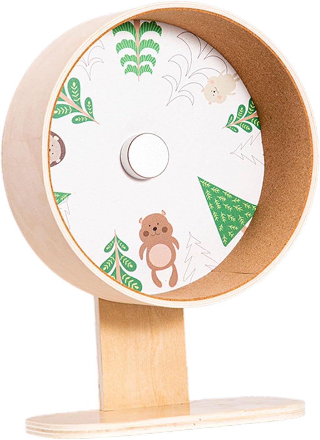 Hamster Exercise Wheel, Wooden Silent Running Wheel for Small Animals (Mouse, Hedgehog, Gerbil), Size L- Medium C
