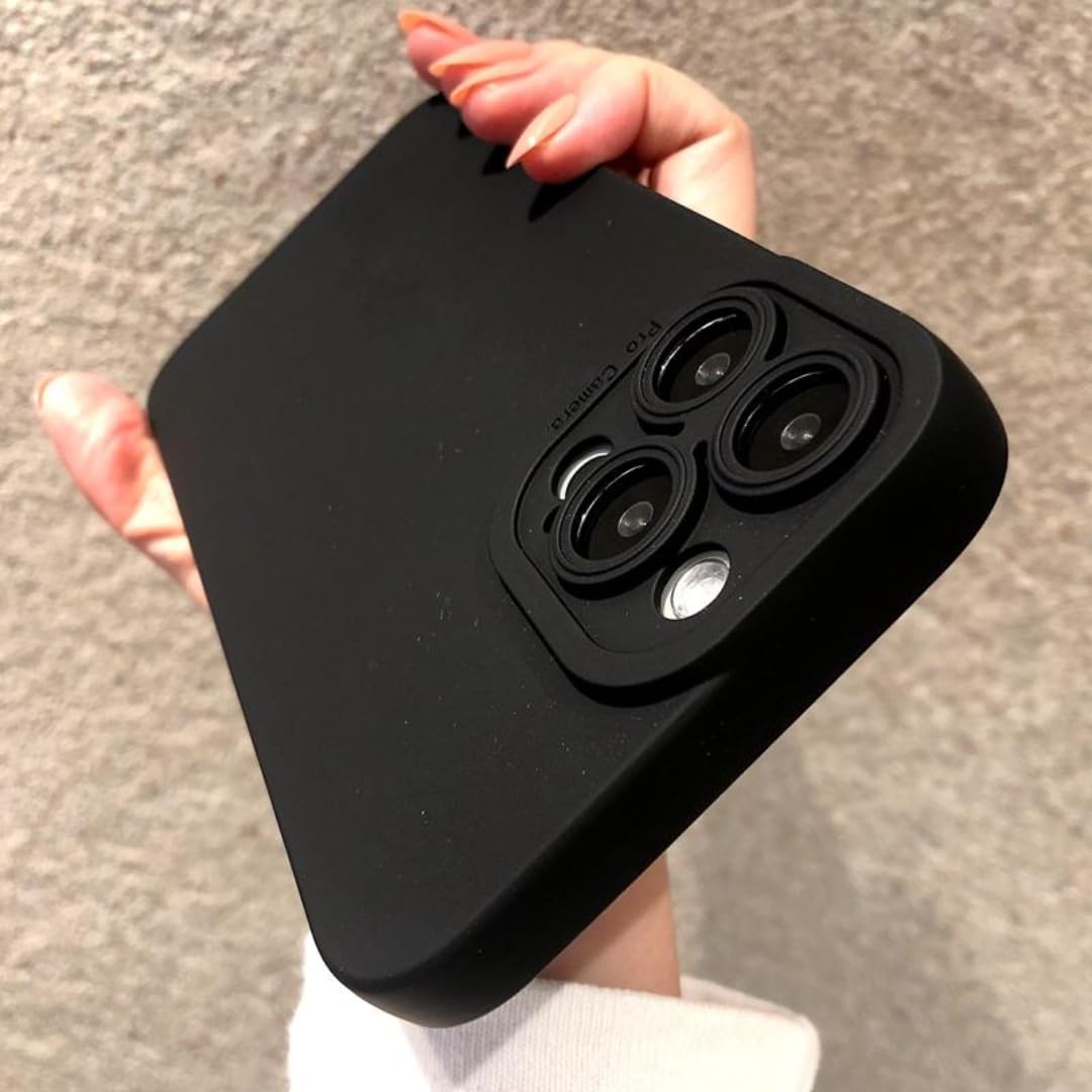 Coque silicone mat iPhone 16 Plus noire avec protection d'objectif photo intégrée