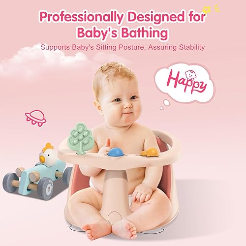 Miniatura 4 de Asiento de baño para bebés de 6 meses en adelante, asientos de baño antideslizantes para bebés sentados, asiento de bañera con ventosas, silla de