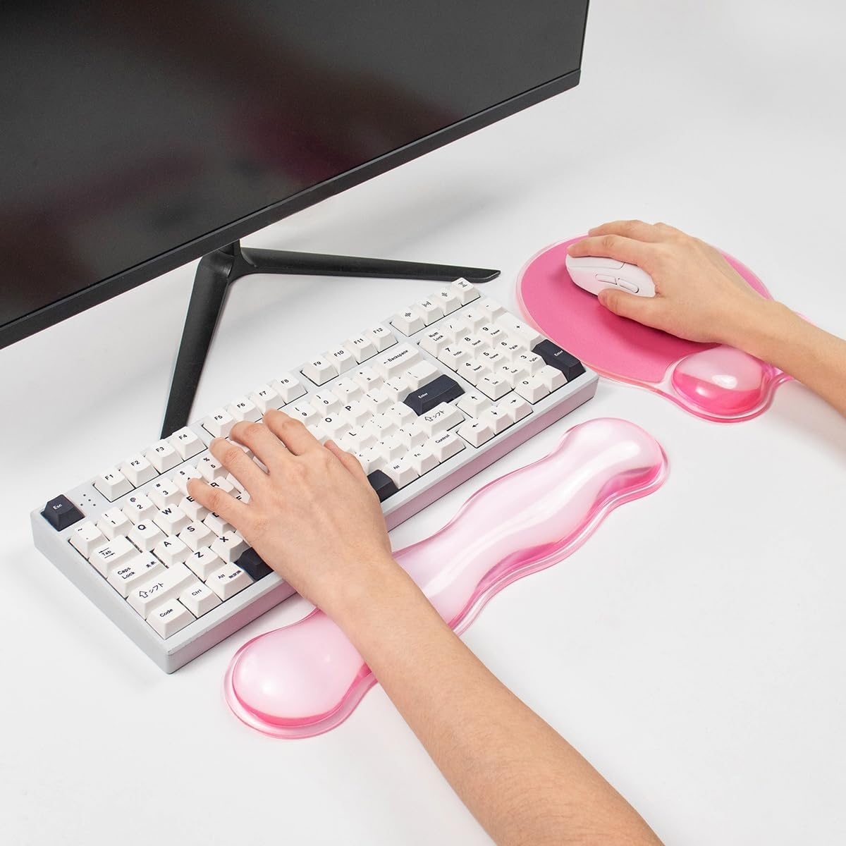 Gel Wrist Rest for Keyboard and Mouse - Ergonomic Pink Mouse Pad with Wrist Rest Support Non-Slip Base for Latop/Desktop/Office Home - Image 6