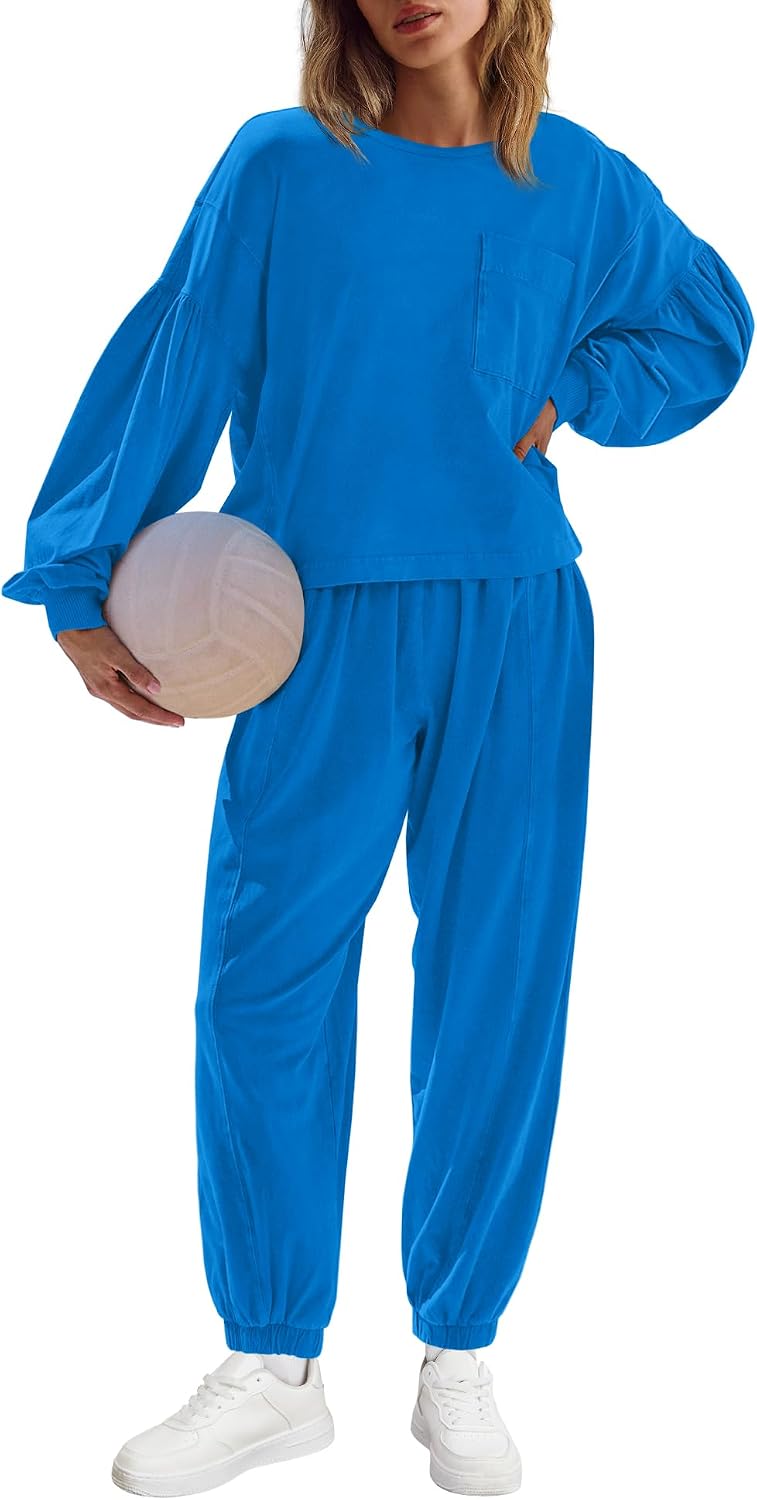 LAMISSCHE Womens Lounge Sets 2 Piece Outfits Matching Sets Long Sleeve Top Jogger Set Airport Travel Outfit Tracksuit