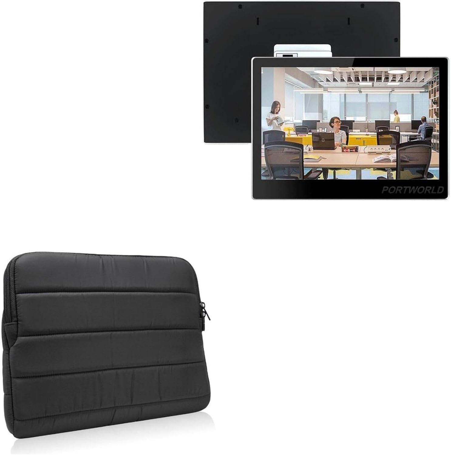 BoxWave Case Compatible with Geekland GK-YCSM10P-V11 (10 in) - Polar Jacket, Puffy Padded Material Zip Up Sleeve Pouch - Jet Black