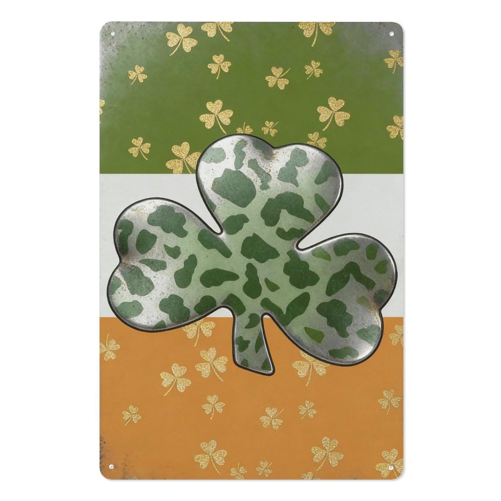 peiyeety Camouflage Shamrock Metal Tin Sign 8x12 Inch – St Patrick’s Day Lucky Wall Decor Plaque for Home Bar Pub Party Indoor Outdoor