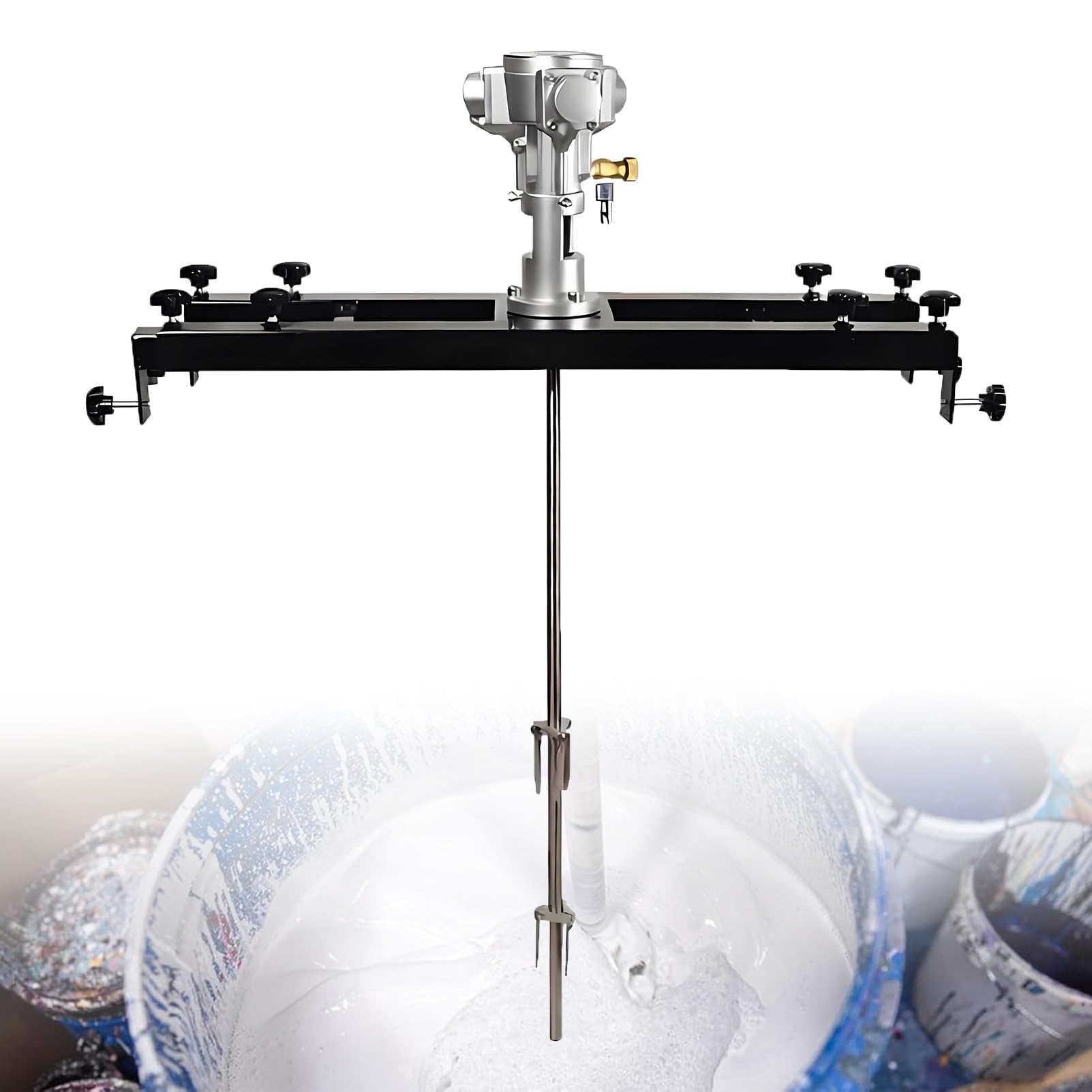 Epygnom Multicolor Ibc Tote Mixer Agitator, 265 Gallon Pneumatic Paint Mixer With Folding Propeller And Telescopic Frame, Tank Mixer Machine For Ink Resin Adhesive Che-Mical Dissolution 1/2Hp-3Cylinder