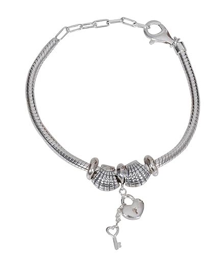 925 Sterling Silver Bracelet with Lock and Key hangings for Women/Girls