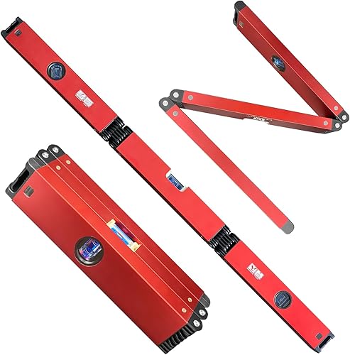 Nivel plegable, herramienta de medición plegable de 3 secciones para varias esquinas, escaleras, medición precisa de múltiples ángulos, aleación de