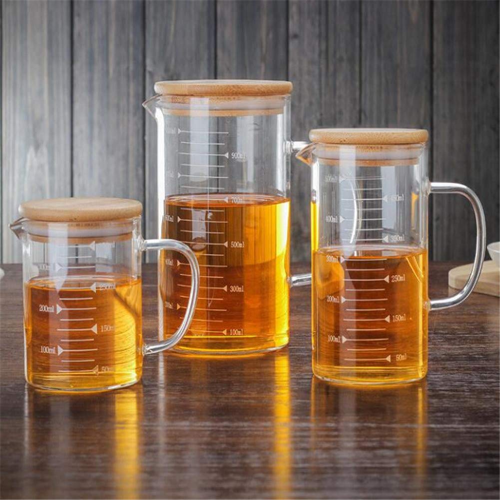 Misurino In Vetro Borosilicato 250 Ml Con Coperchio - Tazza Graduata Con Scala In Once, Tazze E Ml, Resistente Al Calore, Per Microonde, Caffè, Latte, Whisky